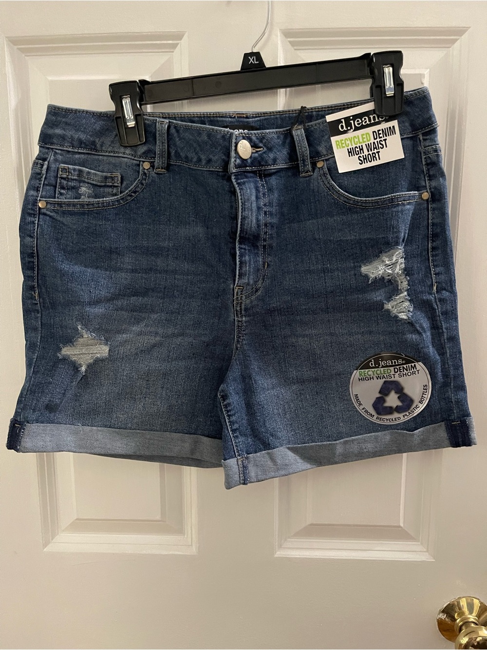 d. jeans Dark Blue High Waist Distressed Denim Shorts